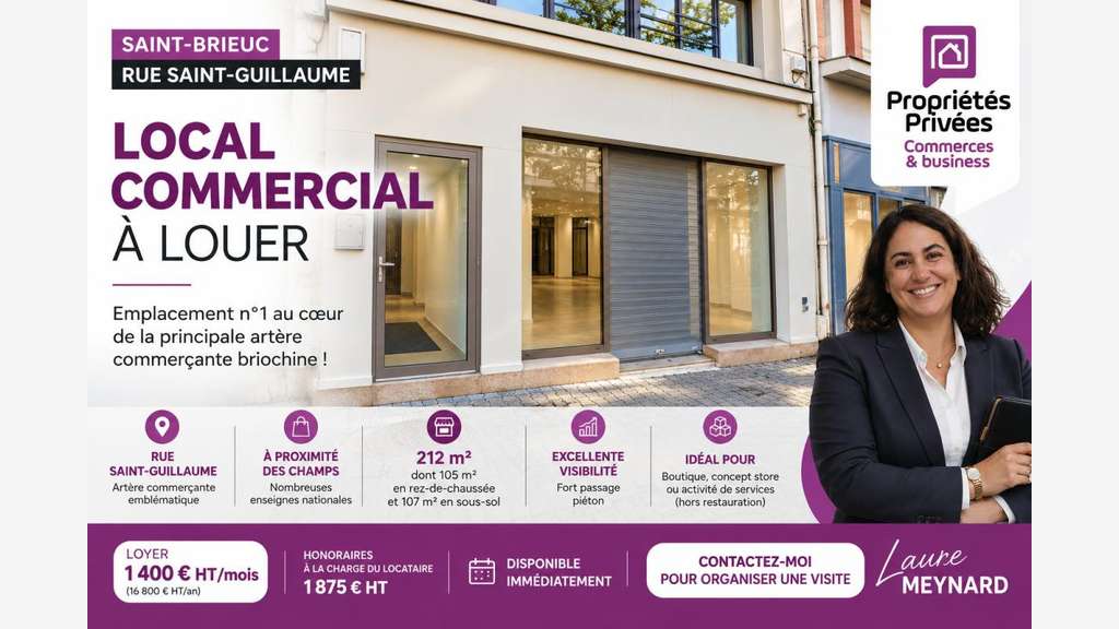 Location local commercial de 212m² à Saint Brieuc
