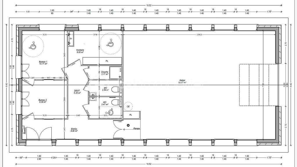 A louer bâtiment indépendant rénové 117m² St-Félix