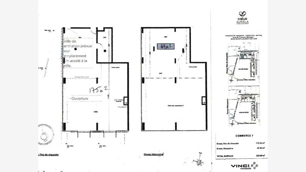 A louer local commercial 175m² à St-Laurent-du-Var