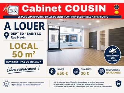 A louer local de 50m² à Saint Lô rue Havin