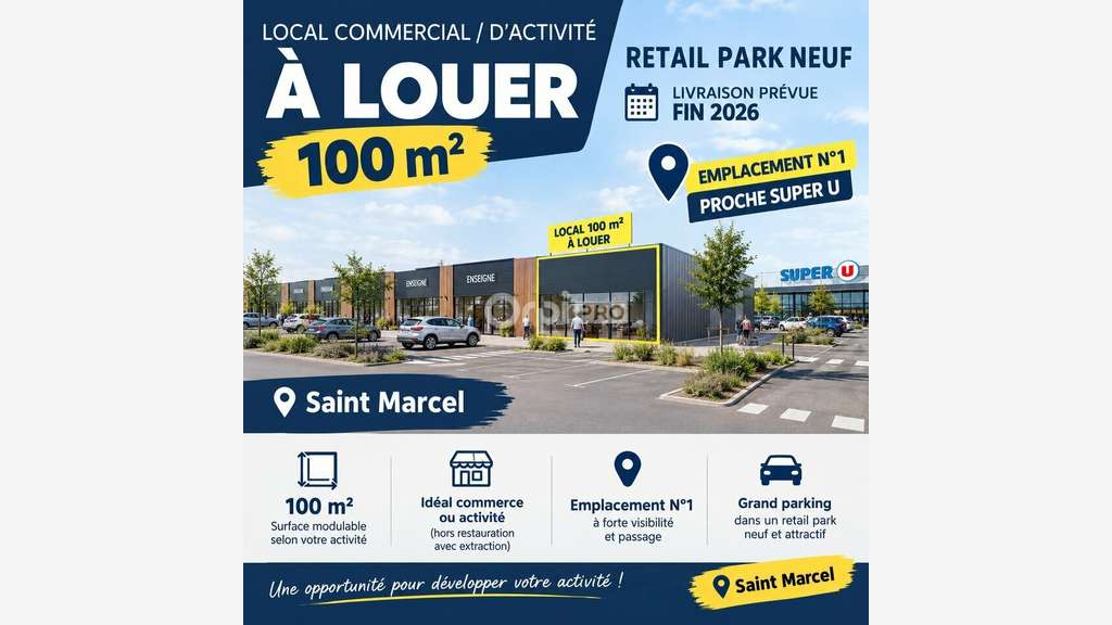 Loue local commercial d'activité 100m² St Marcel