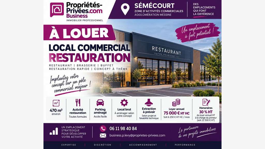A louer local restauration de 470m² za Semecourt