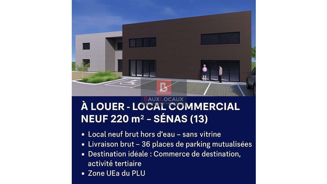 Local commercial neuf 220m² à louer à Sénas A7/RN7