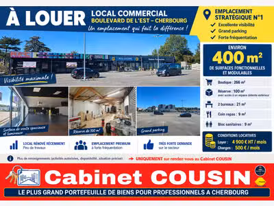 A louer local 450m² excellente visi. à Tourlaville