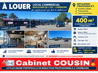 A louer local 450m² excellente visi. à Tourlaville