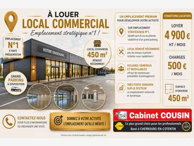 A louer local 450m² excellente visi. à Tourlaville