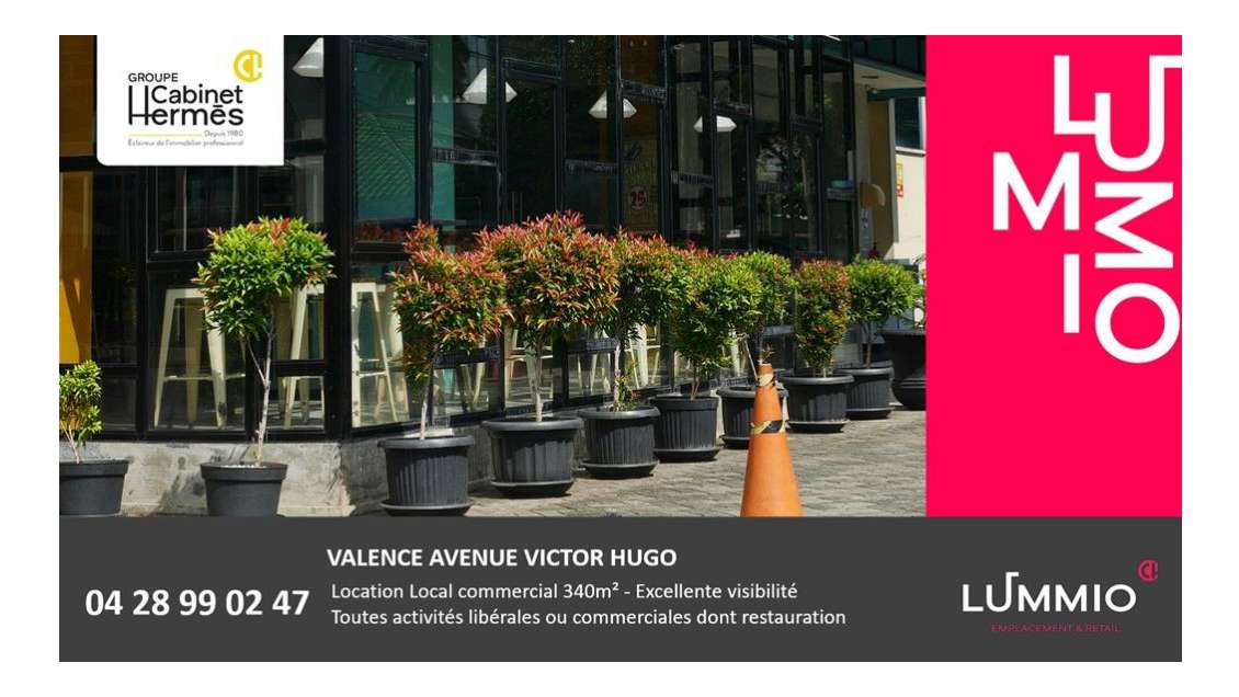 A louer local 340m² en angle à Valence Victor Hugo