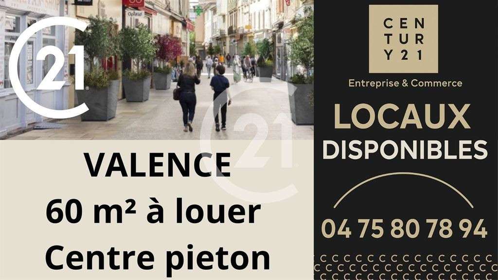 Local commercial 60m² en angle à louer à Valence