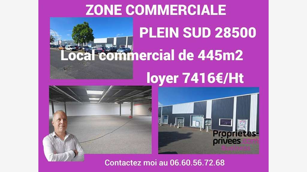 Loue local commercial de 445m² zc Sud Vernouillet