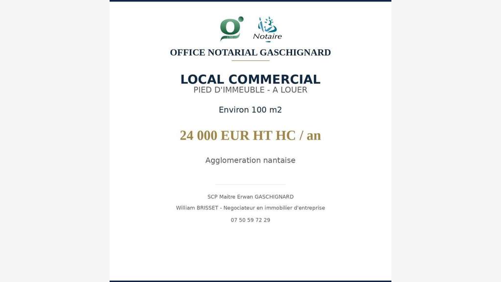 A louer local commercial 100m² à Vertou