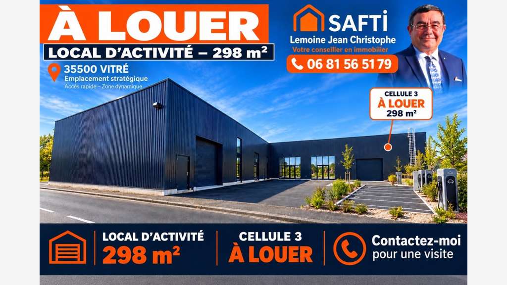 Cellule d'activité à louer 298 m2
