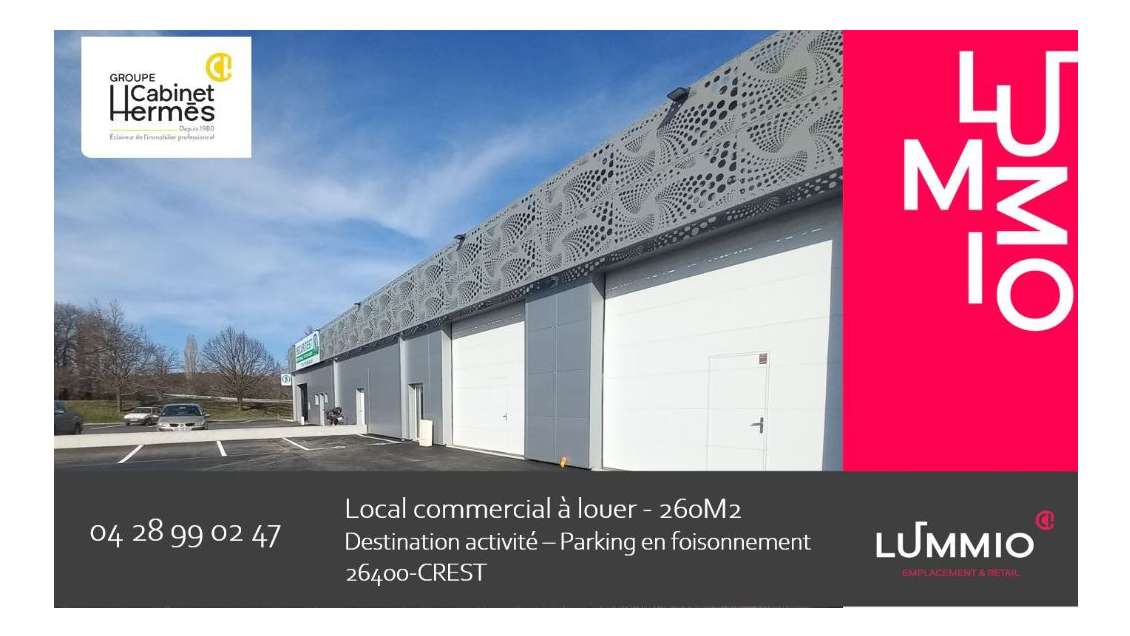 A louer local commercial de 257m² en ZA à Crest