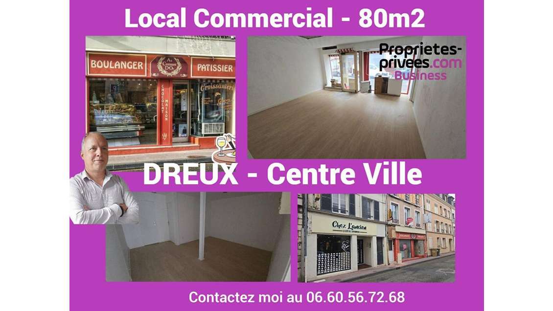 Location local commercial 80m² à Dreux centre