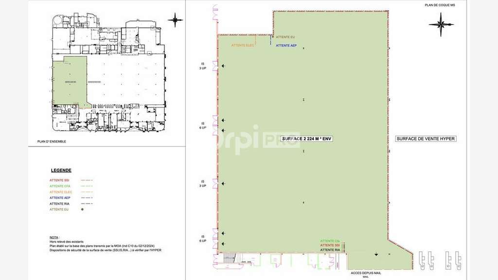 A louer local 156m² galerie marchande secteur Ahuy