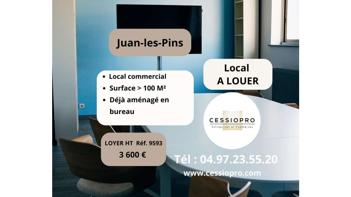 A louer local commercial 108m² à Juan-les-Pins