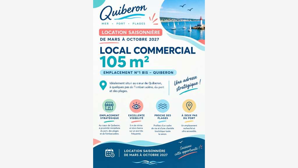 A louer local commercial 105m² empl N°1 à Quiberon