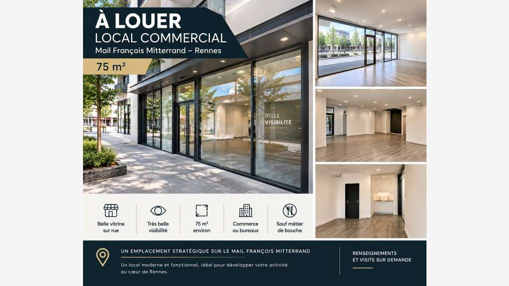 Local 75m² à louer Mail François Mitterrand Rennes