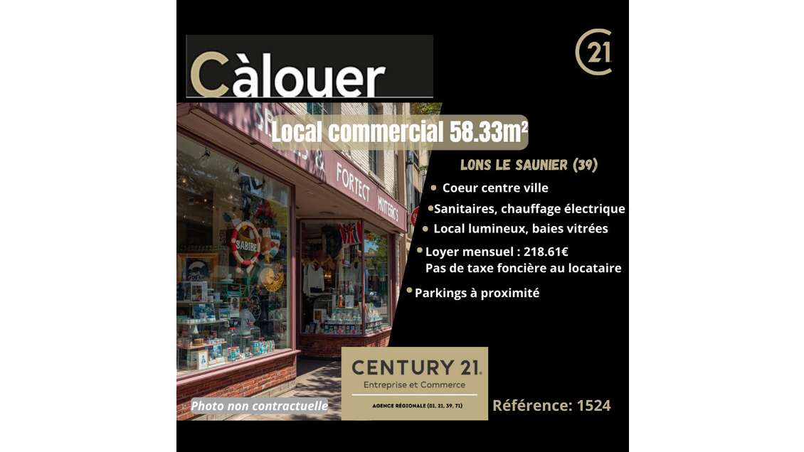 A louer local 58m² centre ville de Lons-le-Saunier