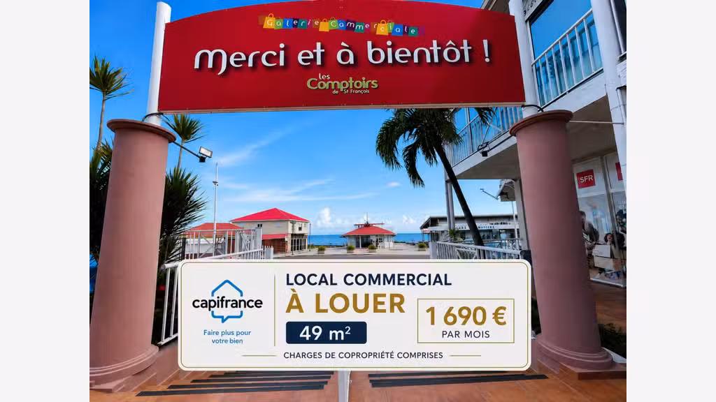 A louer local commercial 49m² à Saint François 
