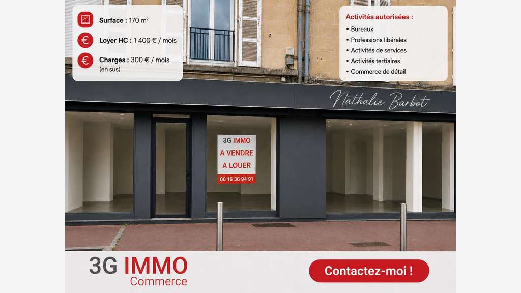 A louer local commercial 170m² à Vitry-le-François