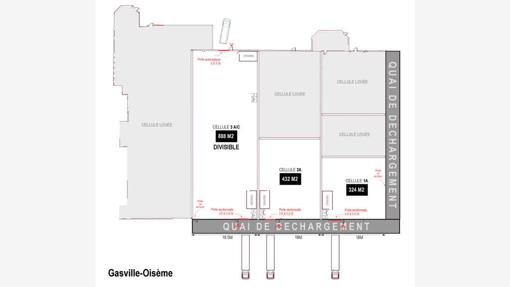 Cellule d'activité 1644m² à louer à Gasville