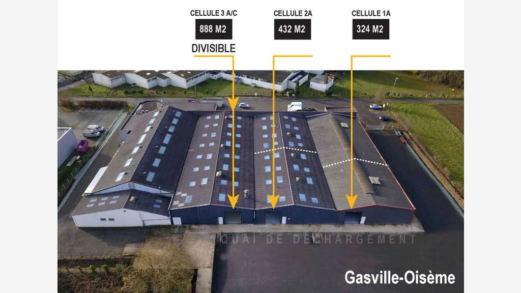 Cellule d'activité 1644m² à louer à Gasville