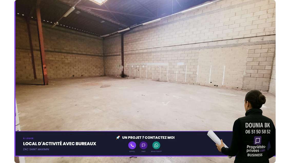 A louer local d'activité avec bureaux à St Maximin