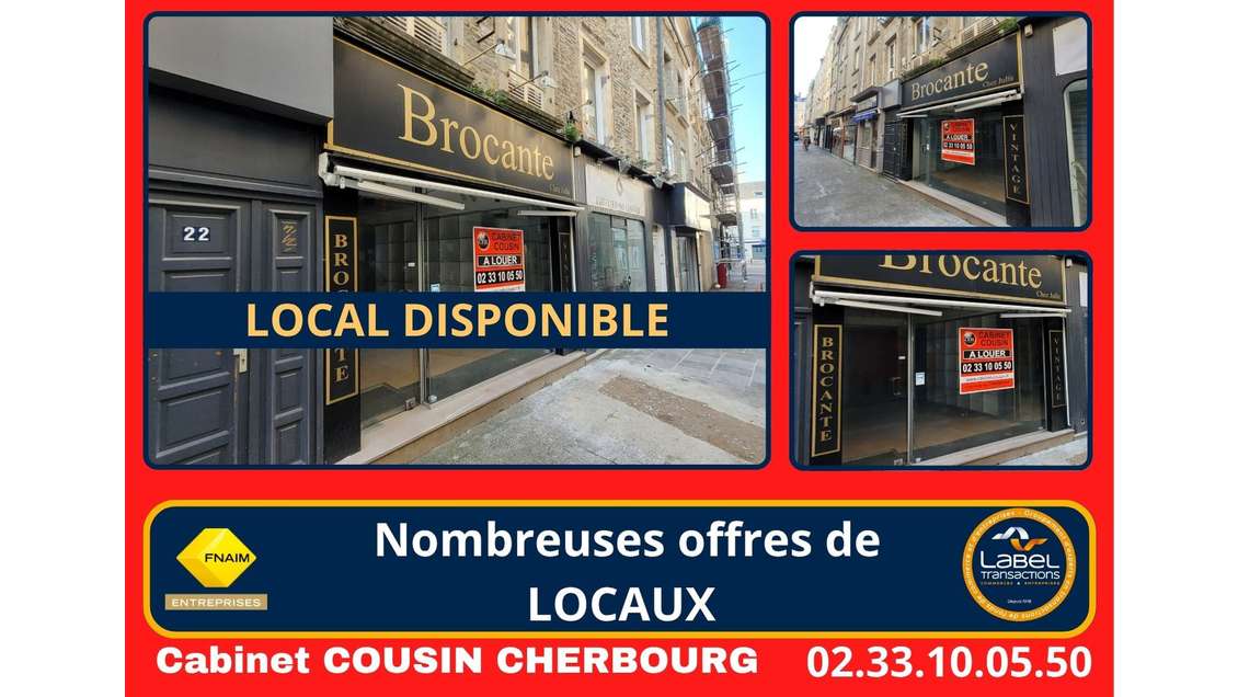A louer pas de porte 38m² empl central à Cherbourg