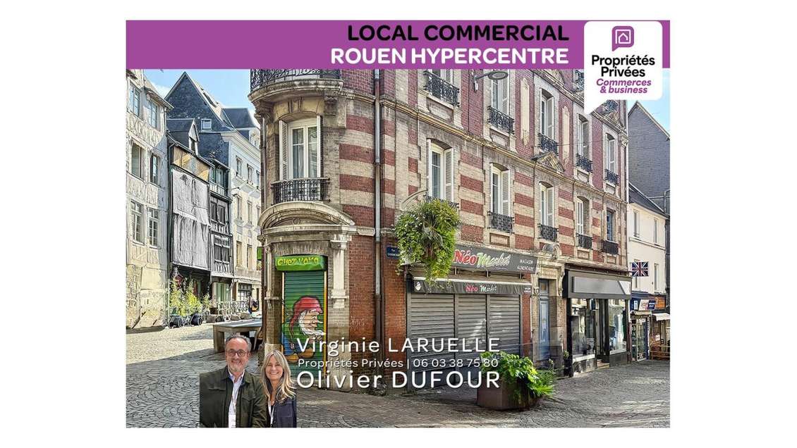 Location local commercial 38m² Rouen hyper centre