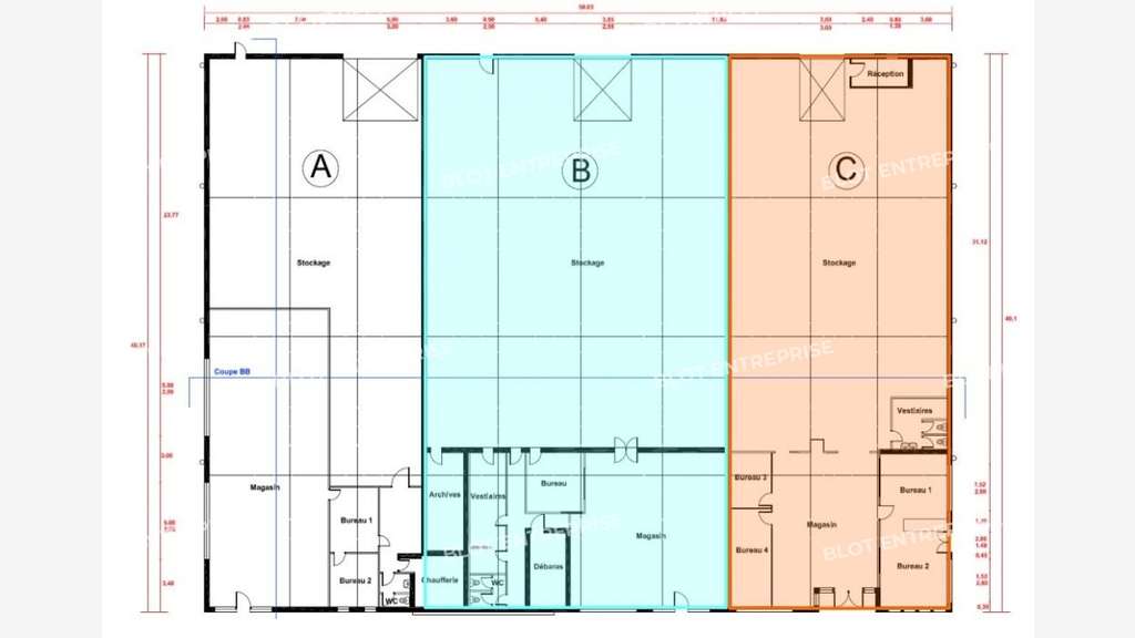 A louer deux cellules 1400m² ZI Sud Saint-Malo