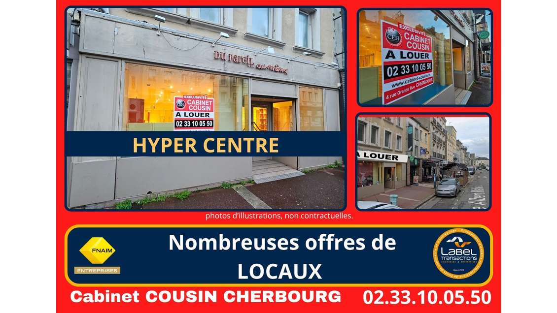 Loue local commercial 100m² Cherbourg-en-cotentin