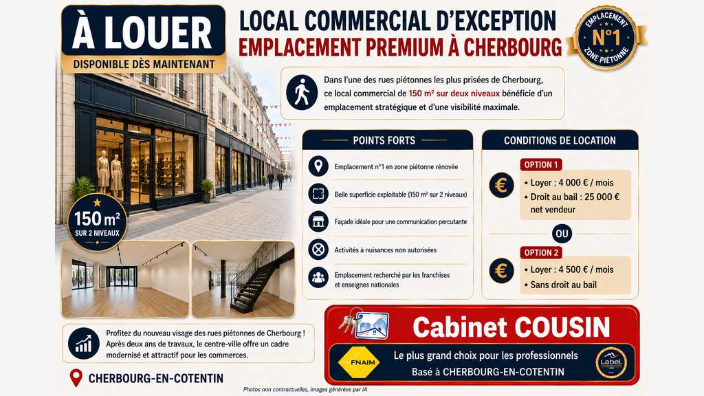A louer local commercial d’exception à Cherbourg