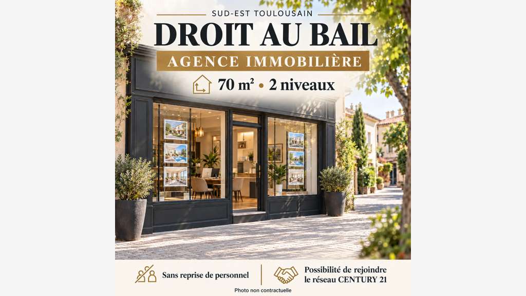Droit au bail agence immo 70m² Sud-est toulousain