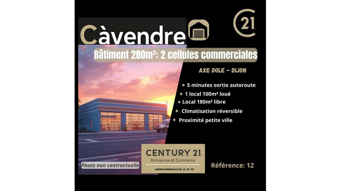 AV bâtiment avec 2 cellules commerciales à Auxonne