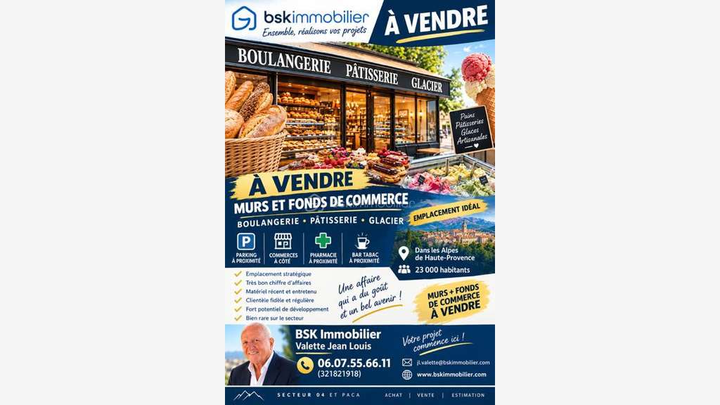 Vente murs et fonds boulangerie sur Manosque