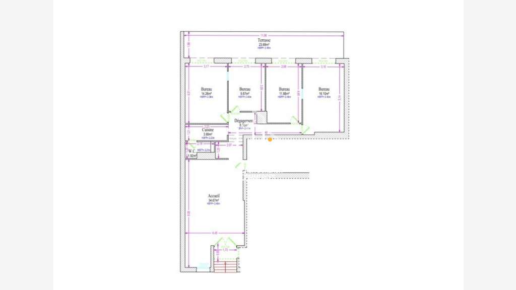 A vendre bureau 120m² RDC Nantes Rue Geslin