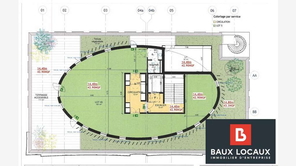 Bureaux neufs 292m² R+4 à vendre Sorgues ZAC Nord