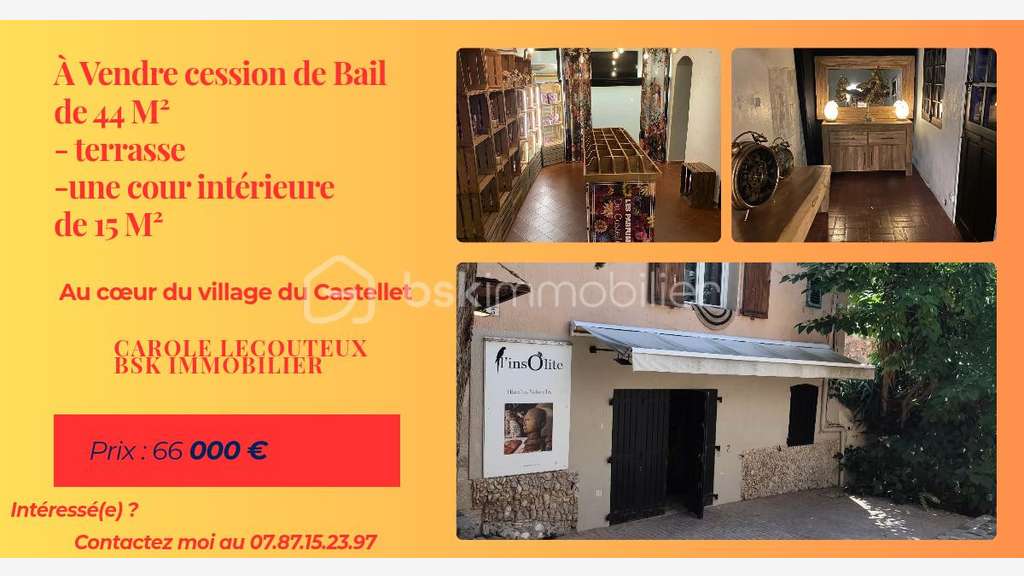 Cession de bail 44m² + 15m² au Castellet