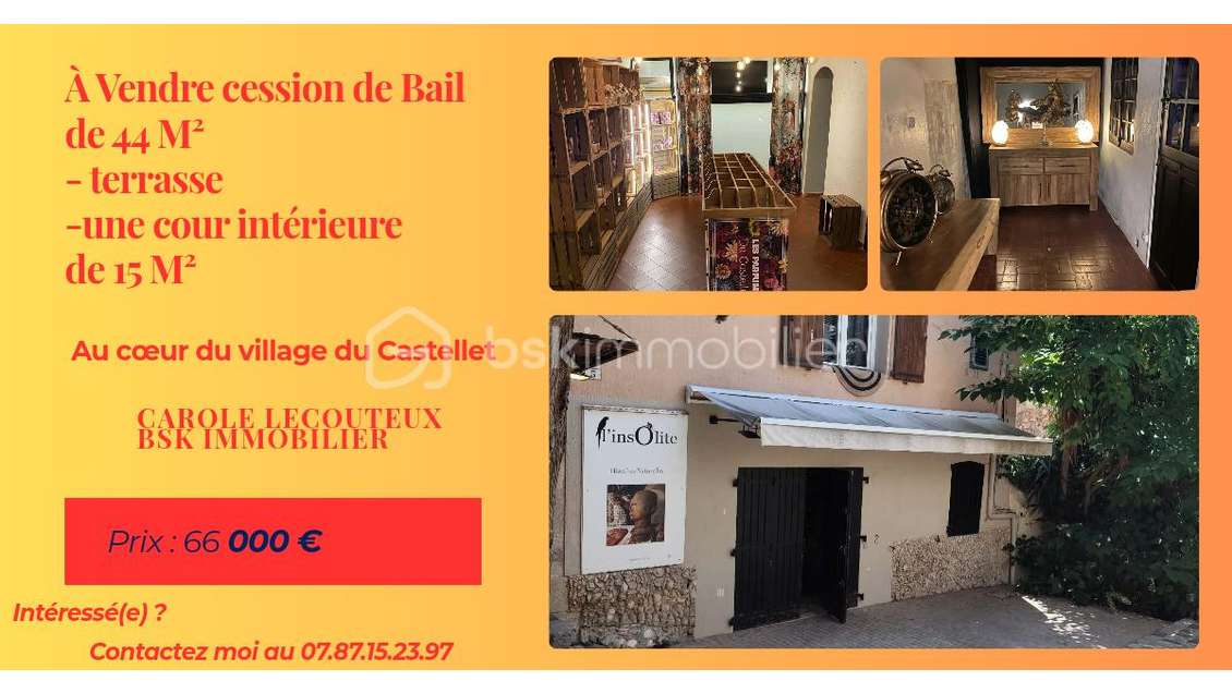 Cession de bail 44m² + 15m² au Castellet