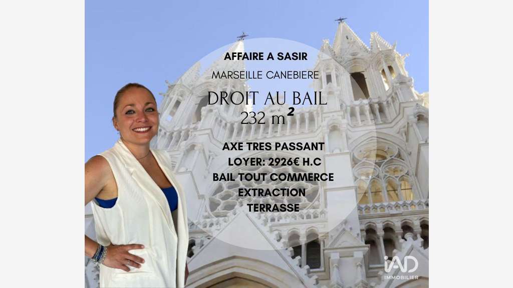 Droit au bail local 232m² à Marseille Cannebiere