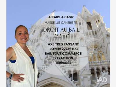 Droit au bail local 232m² à Marseille Cannebiere