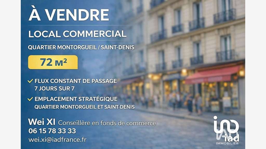 Vente boutique 72m² à Paris Montorgueil St Denis 