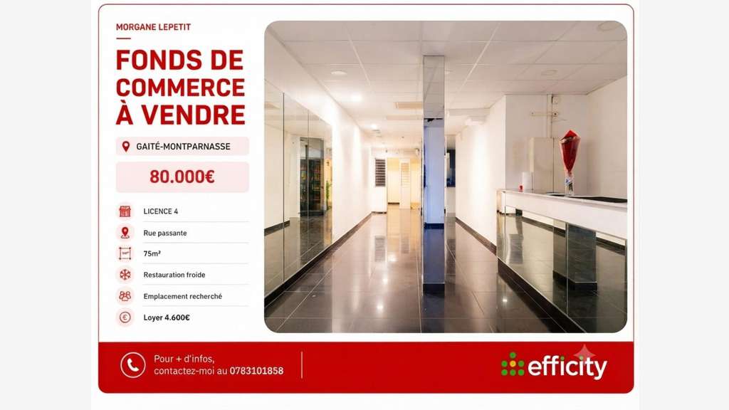 Cession de bail avec Licence IV à Paris 14e Gaîté