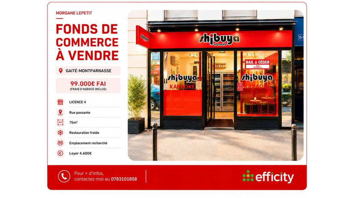 Cession de bail avec Licence IV à Paris 14e Gaîté