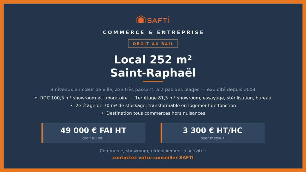 Droit au bail 252m² en cœur de Saint-Raphaël