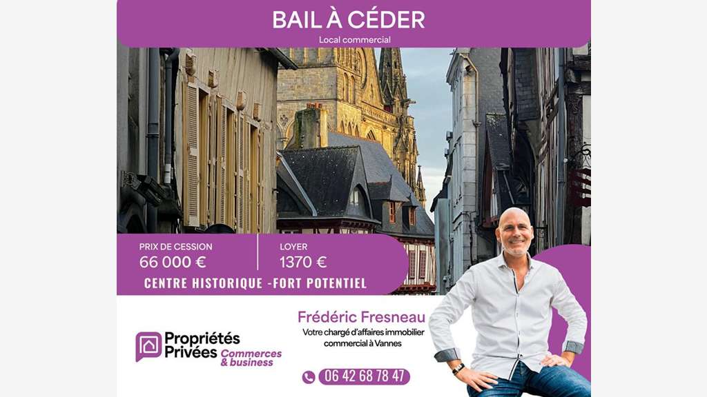 Droit au bail 50m² emplacement recherché à Vannes