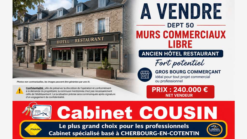 Vente murs hôtel restaurant à Bricquebec