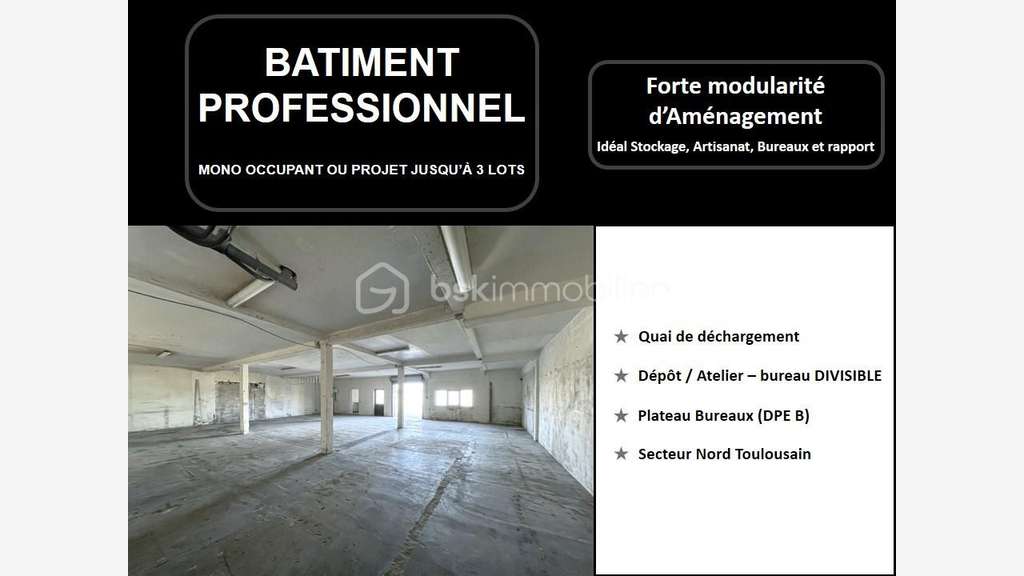 Vente bâtiment pro à forte modularité Fronton