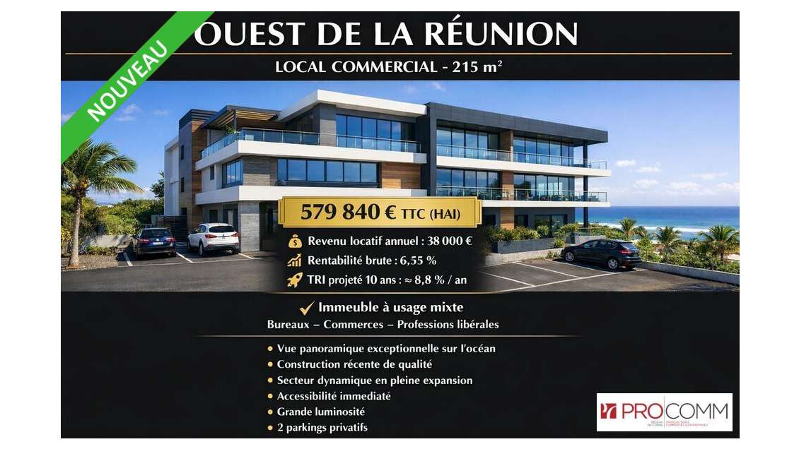 Local commercial 215m² à vendre à L'Étang-Salé