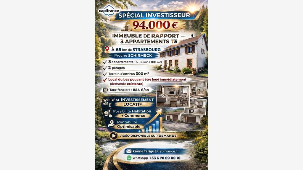 Immeuble à vendre axe Schirmeck / Allarmont 